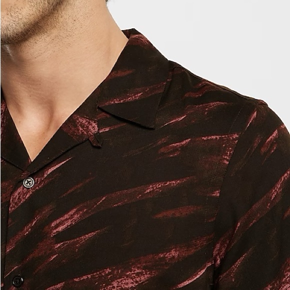 Express Abstract Print Short Sleeve Button Down - Picture 3 of 6
